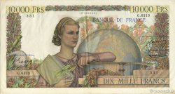10000 Francs GÉNIE FRANÇAIS FRANCE  1954 F.50.69 VF+