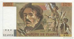 100 Francs DELACROIX modifié FRANCE  1982 F.69.06 AU
