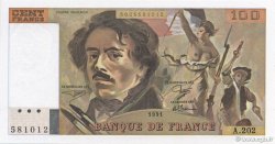 100 Francs DELACROIX imprimé en continu FRANCIA  1991 F.69bis.03c1 FDC
