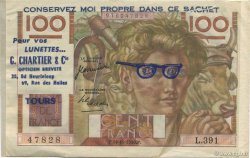 100 Francs JEUNE PAYSAN FRANCE regionalismo e varie  1950 F.28.28 AU