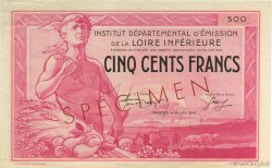 500 Francs LOIRE INFERIEURE Spécimen FRANCE régionalisme et divers  1940  SPL