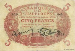 5 Francs Cabasson rouge GUADELOUPE  1923 P.07- F - VF