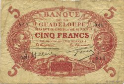 5 Francs Cabasson rouge GUADELOUPE  1925 P.07- MB