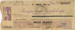 1000 Francs GUADELOUPE  1942 P.20F BB