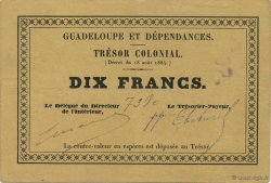 10 Francs GUADELOUPE  1884 P.05a VZ