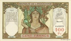100 Francs TAHITI  1952 P.14bs fST+