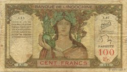100 Francs TAHITI  1956 P.14c F+