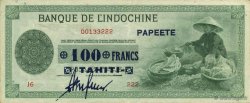 100 Francs TAHITI  1943 P.17b XF-