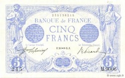 5 Francs BLEU FRANKREICH  1915 F.02.33 fST+