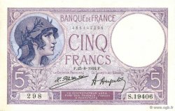 5 Francs FEMME CASQUÉE FRANKREICH  1924 F.03.08 fST+