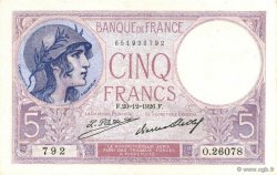 5 Francs FEMME CASQUÉE FRANCE  1926 F.03.10 AU