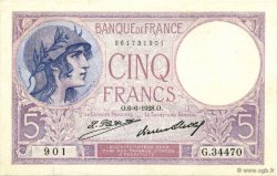 5 Francs FEMME CASQUÉE FRANCE  1928 F.03.12 UNC