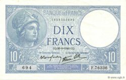 10 Francs MINERVE modifié FRANCIA  1940 F.07.15 EBC