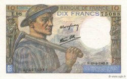 10 Francs MINEUR FRANKREICH  1945 F.08.13 fST+