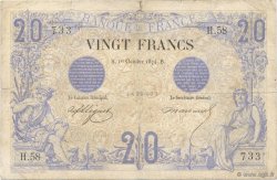 20 Francs NOIR FRANCE  1874 F.09.01