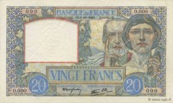 20 Francs TRAVAIL ET SCIENCE FRANCE  1939 F.12.01Sp AU-