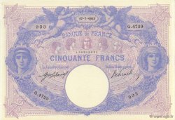 50 Francs BLEU ET ROSE FRANCE  1913 F.14.26 XF+