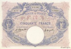 50 Francs BLEU ET ROSE FRANKREICH  1922 F.14.35 VZ