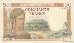 50 Francs CÉRÈS FRANCIA  1935 F.17.04 BB to SPL
