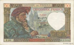 50 Francs JACQUES CŒUR FRANKREICH  1940 F.19.03 VZ to fST