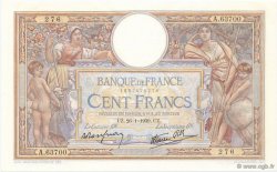 100 Francs LUC OLIVIER MERSON type modifié FRANCIA  1939 F.25.40 q.FDC