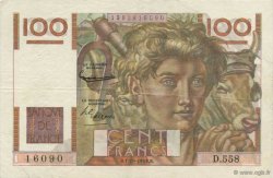 100 Francs JEUNE PAYSAN filigrane inversé FRANKREICH  1953 F.28bis.03 SS to VZ