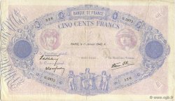 500 Francs BLEU ET ROSE modifié FRANCIA  1940 F.31.56 q.BB