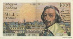 1000 Francs RICHELIEU FRANKREICH  1953 F.42.01 VZ