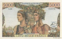 5000 Francs TERRE ET MER FRANKREICH  1952 F.48.06 VZ to fST
