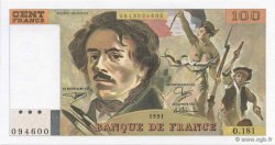 100 Francs DELACROIX imprimé en continu FRANCE  1991 F.69bis.03b1 NEUF