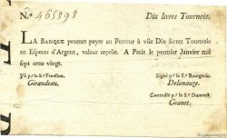 10 Livres Tournois typographié FRANCE  1720 Laf.089 VF+