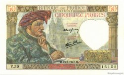 50 Francs JACQUES CŒUR FRANCIA  1941 F.19.05 FDC