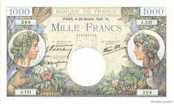1000 Francs COMMERCE ET INDUSTRIE FRANCIA  1940 F.39.01 FDC