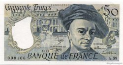 50 Francs QUENTIN DE LA TOUR FRANCIA  1990 F.67.16A59 FDC