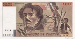 100 Francs DELACROIX  UNIFACE FRANCE  1995 F.69bisU.08 AU
