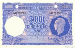 5000 Francs MARIANNE Spécimen FRANKREICH  1945 VF.14.00Sp1 ST