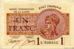 1 Franc MINES DOMANIALES DE LA SARRE FRANCE  1920 VF.51.03 VF+