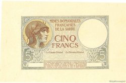 5 Francs MINES DOMANIALES DE LA SARRE Épreuve FRANCIA  1920 VF.52.00Ed FDC