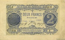 2 Francs Société Générale FRANCE Regionalismus und verschiedenen  1871 - VZ+