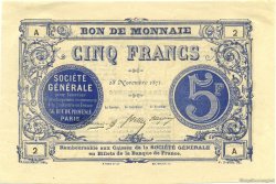 5 Francs Société Générale FRANCE regionalism and various  1871 -