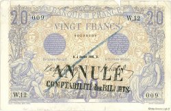 20 Francs BLEU Annulé FRANCIA  1906 F.10.01 BC a MBC