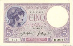 5 Francs FEMME CASQUÉE FRANCIA  1921 F.03.05 q.SPL