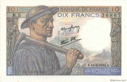 10 Francs MINEUR FRANCE  1942 F.08.03 UNC-