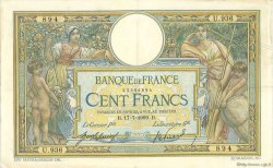 100 Francs LUC OLIVIER MERSON sans LOM FRANCE  1909 F.23.01 F - VF