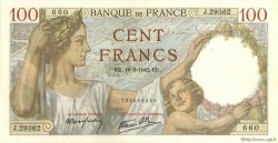 100 Francs SULLY FRANCE  1942 F.26.68 AU-