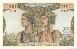 5000 Francs TERRE ET MER FRANCE  1953 F.48.09 AU