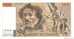 100 Francs DELACROIX imprimé en continu FRANKREICH  1991 F.69bis.04c fVZ