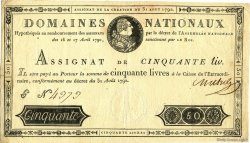 50 Livres FRANCE  1792 Muz.06 VF