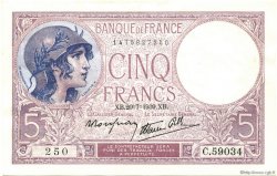 5 Francs FEMME CASQUÉE modifié FRANKREICH  1939 F.04.02 VZ+