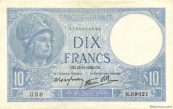 10 Francs MINERVE modifié FRANKREICH  1939 F.07.03 VZ+